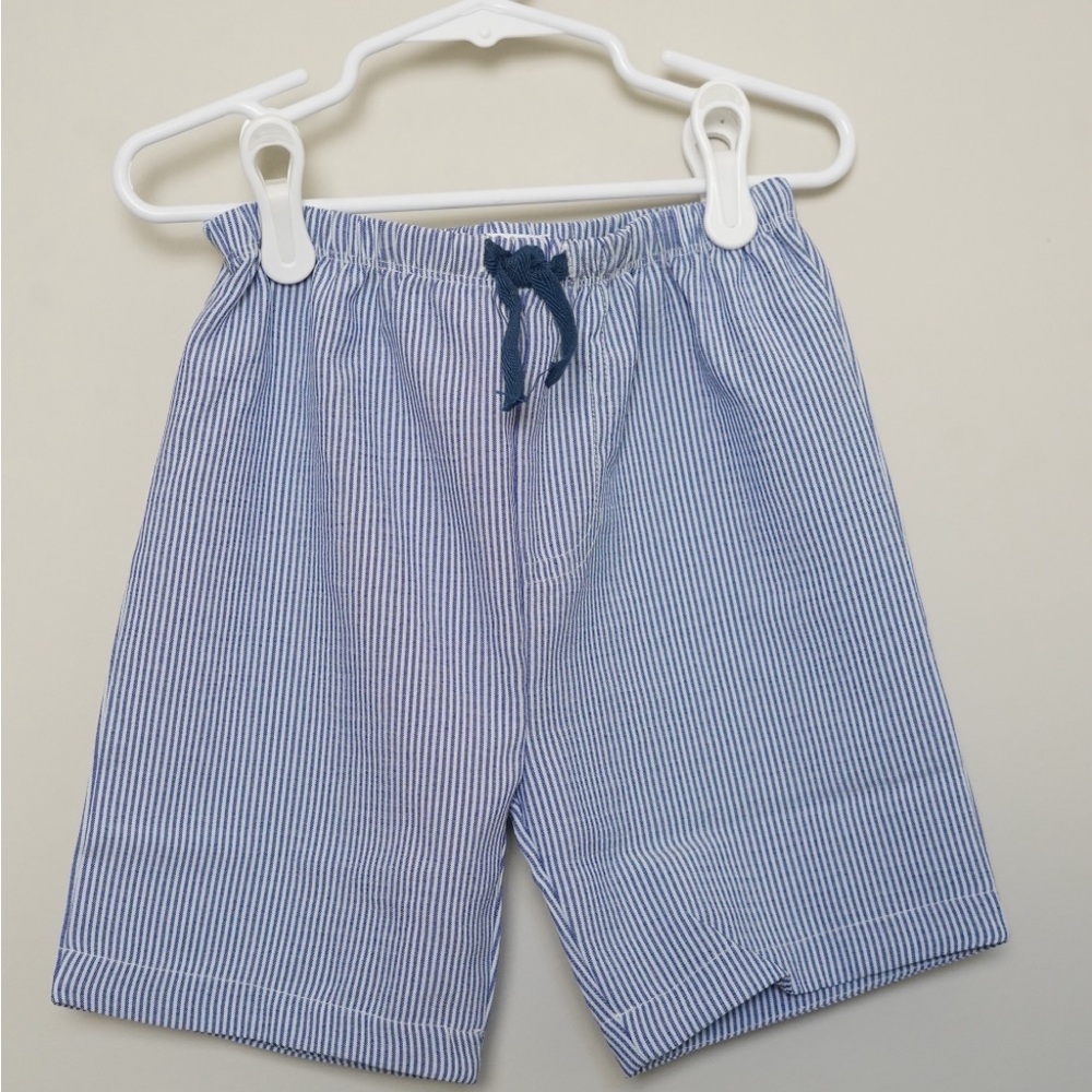 Mud Pie Light Blue and White Striped Pull-On Shorts Size 4T-5T
